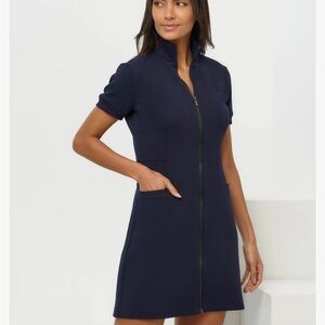 Anatomie Savannah Navy Zip Front Stretch Minimalist Utility Core Office Chic